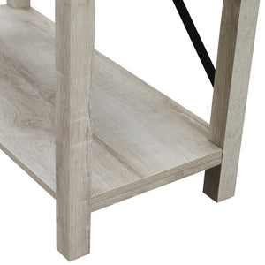 64" Farmhouse Metal Bookcase White Oak