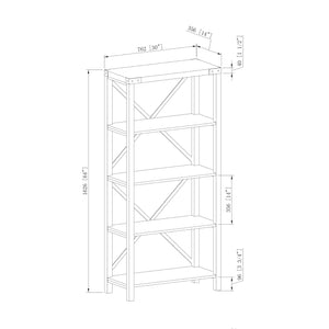 64" Farmhouse Metal Bookcase White Oak
