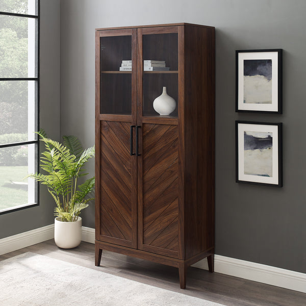 68" Chevron Storage Cabinet - Dark Walnut