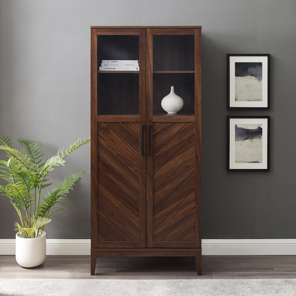 68" Chevron Storage Cabinet - Dark Walnut