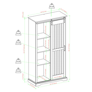 Modern Farmhouse Grooved Sliding Door Tall Storage Cabinet – Brushed White 