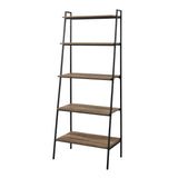 BS72ARLDRO - 72" Modern Ladder Bookcase - Reclaimed Barnwood in High-Grade Mdf, Durable Laminate, Metal Reclaimed Barnwood