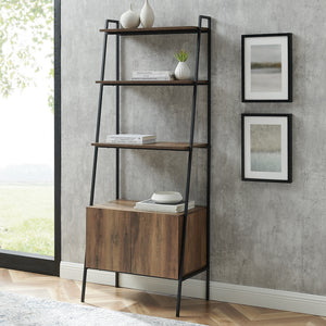 BS72ARSTRO - 72" Industrial Modern Ladder Bookcase Grey Wash