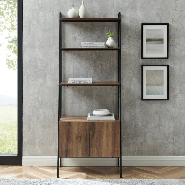 BS72ARSTRO - 72" Industrial Modern Ladder Bookcase Grey Wash