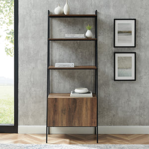 BS72ARSTRO - 72" Industrial Modern Ladder Bookcase Grey Wash