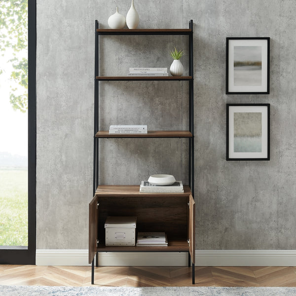 BS72ARSTRO - 72" Industrial Modern Ladder Bookcase Grey Wash