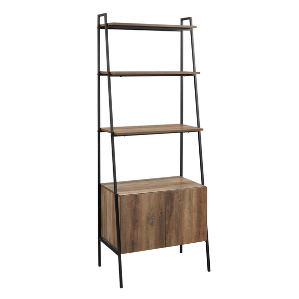 BS72ARSTRO - 72" Industrial Modern Ladder Bookcase Grey Wash