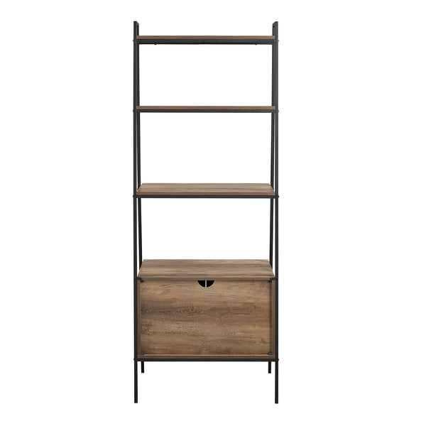 BS72ARSTRO - 72" Industrial Modern Ladder Bookcase Grey Wash