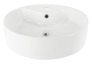 Brook Porcelain Ceramic Vessel Sink - 20 Inch Oval White Design with Modern Overflow Drain Feature