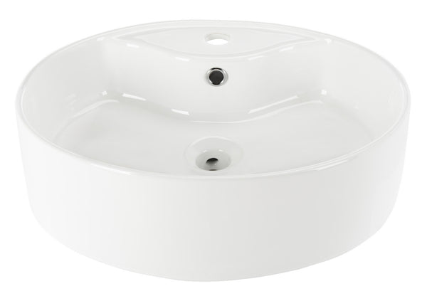 Brook Porcelain Ceramic Vessel Sink - 20 Inch Oval White Design with Modern Overflow Drain Feature