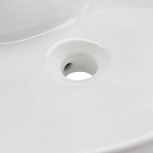 Brook Porcelain Ceramic Vessel Sink - 20 Inch Oval White Design with Modern Overflow Drain Feature