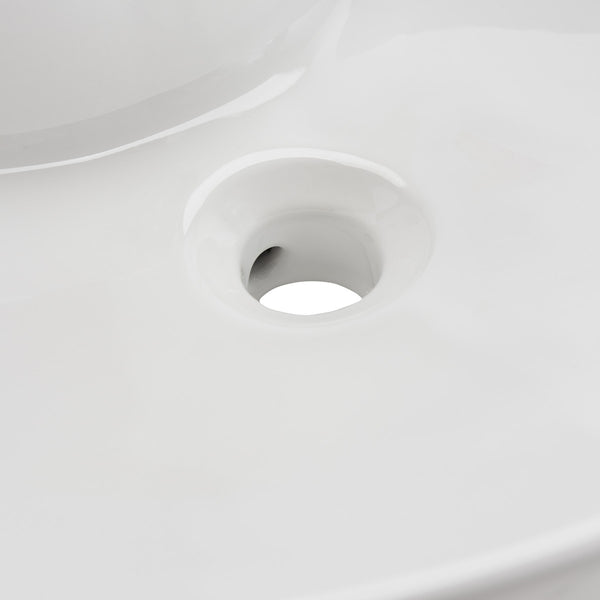Brook Porcelain Ceramic Vessel Sink - 20 Inch Oval White Design with Modern Overflow Drain Feature