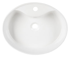 Brook Porcelain Ceramic Vessel Sink - 20 Inch Oval White Design with Modern Overflow Drain Feature