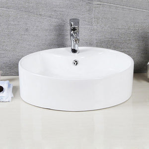 Brook Porcelain Ceramic Vessel Sink - 20 Inch Oval White Design with Modern Overflow Drain Feature