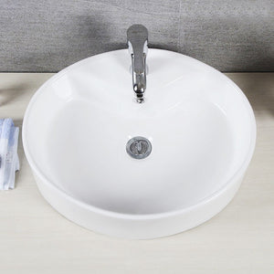Brook Porcelain Ceramic Vessel Sink - 20 Inch Oval White Design with Modern Overflow Drain Feature