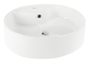 Brook Porcelain Ceramic Vessel Sink - 20 Inch Oval White Design with Modern Overflow Drain Feature