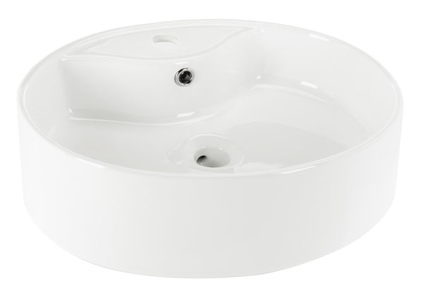 Brook Porcelain Ceramic Vessel Sink - 20 Inch Oval White Design with Modern Overflow Drain Feature