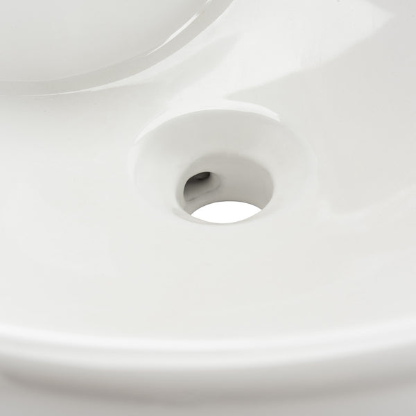 Kai 20-Inch Round White Bathroom Vessel Sink with Overflow Drain - Elegant Ceramic Design for Modern Vanities