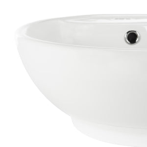 Kai 20-Inch Round White Bathroom Vessel Sink with Overflow Drain - Elegant Ceramic Design for Modern Vanities