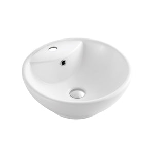 Kai 20-Inch Round White Bathroom Vessel Sink with Overflow Drain - Elegant Ceramic Design for Modern Vanities