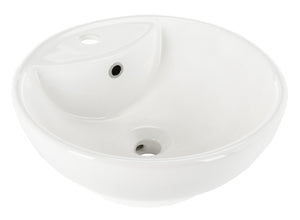 Kai 20-Inch Round White Bathroom Vessel Sink with Overflow Drain - Elegant Ceramic Design for Modern Vanities