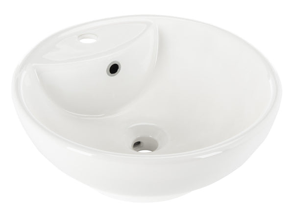 Kai 20-Inch Round White Bathroom Vessel Sink with Overflow Drain - Elegant Ceramic Design for Modern Vanities