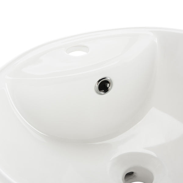 Kai 20-Inch Round White Bathroom Vessel Sink with Overflow Drain - Elegant Ceramic Design for Modern Vanities