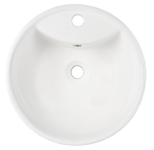 Kai 20-Inch Round White Bathroom Vessel Sink with Overflow Drain - Elegant Ceramic Design for Modern Vanities