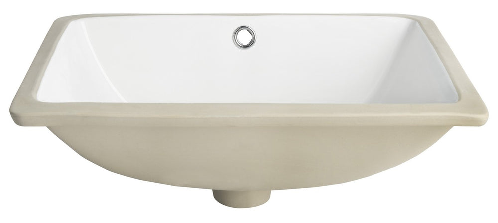 Seaton Rectangular Undermount Bathroom Sink – 18.5 Inch White Ceramic with Overflow for Style & Durability