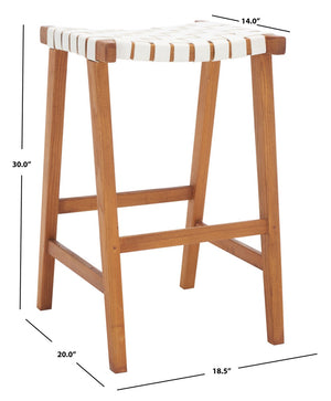 Safavieh Abreu Rectangle Barstool White/Natural Wood BST1012D