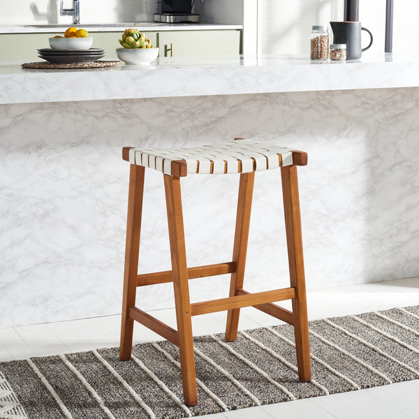 Safavieh Abreu Rectangle Barstool White/Natural Wood BST1012D