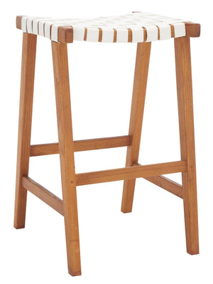 Safavieh Abreu Rectangle Barstool White/Natural Wood BST1012D