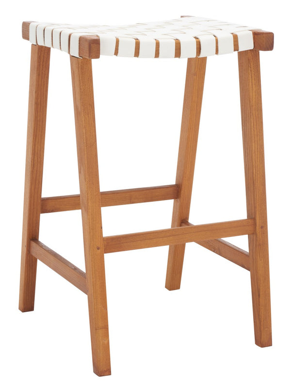 Safavieh Abreu Rectangle Barstool White/Natural Wood BST1012D