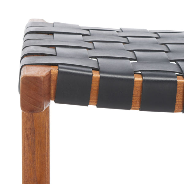 Safavieh Abreu Rectangle Barstool Black / Natural Wood BST1012E