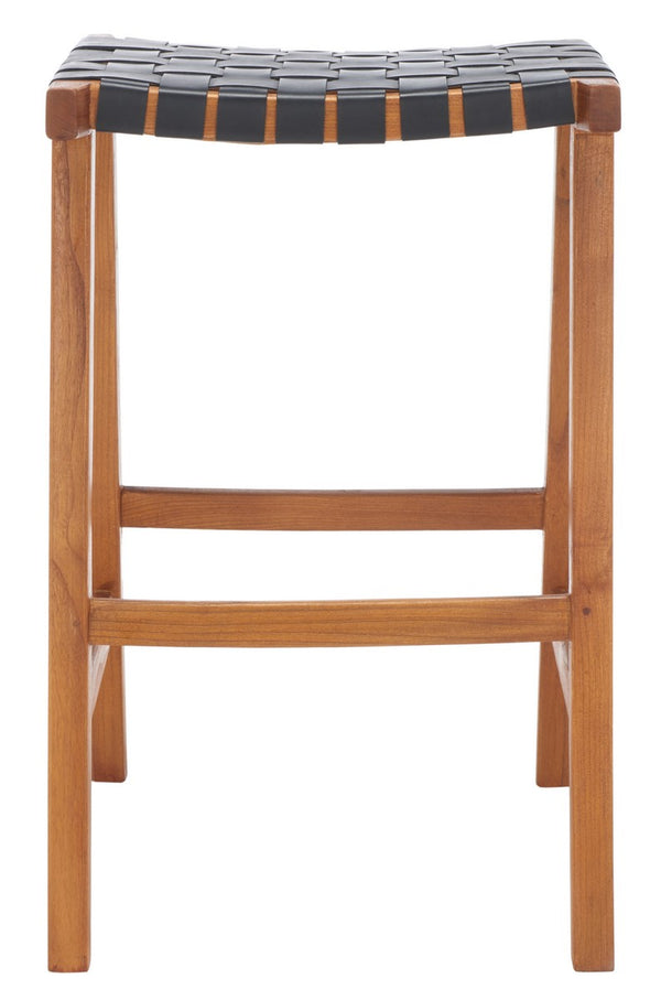 Safavieh Abreu Rectangle Barstool Black / Natural Wood BST1012E
