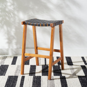 Safavieh Abreu Rectangle Barstool Black / Natural Wood BST1012E