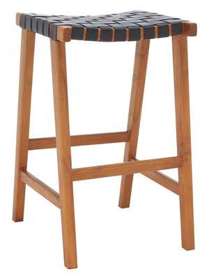 Safavieh Abreu Rectangle Barstool Black / Natural Wood BST1012E