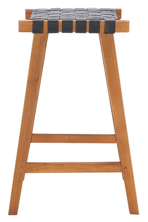 Safavieh Abreu Rectangle Barstool Black / Natural Wood BST1012E