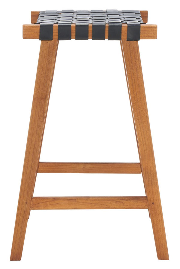 Safavieh Abreu Rectangle Barstool Black / Natural Wood BST1012E
