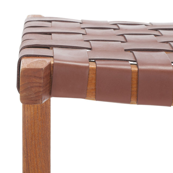 Safavieh Abreu Rectangle Barstool Cognac / Natural Wood BST1012F