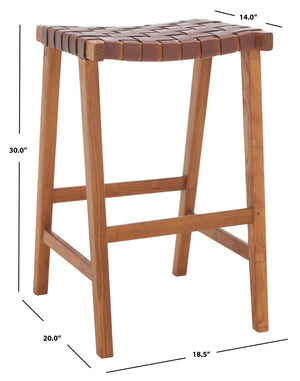 Safavieh Abreu Rectangle Barstool Cognac / Natural Wood BST1012F