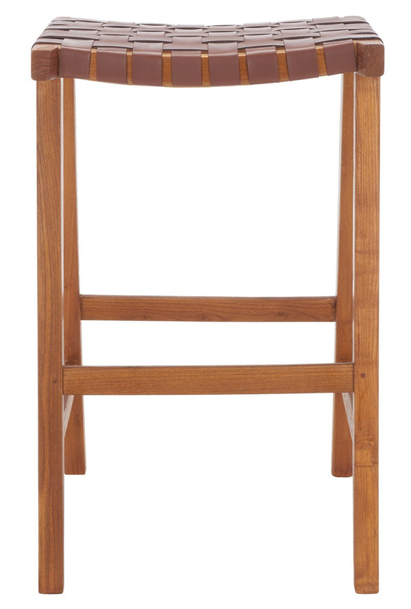 Safavieh Abreu Rectangle Barstool Cognac / Natural Wood BST1012F