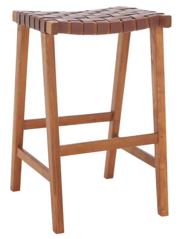 Safavieh Abreu Rectangle Barstool Cognac / Natural Wood BST1012F