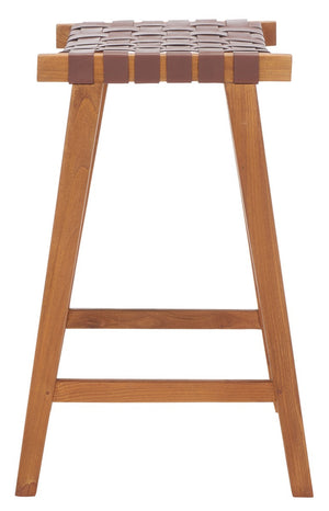 Safavieh Abreu Rectangle Barstool Cognac / Natural Wood BST1012F
