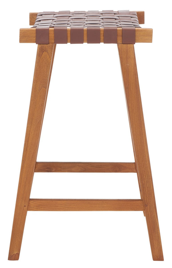 Safavieh Abreu Rectangle Barstool Cognac / Natural Wood BST1012F