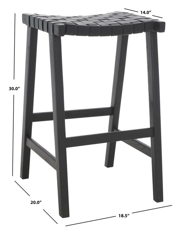 Safavieh Abreu Rectangle Barstool Black Wood BST1012G