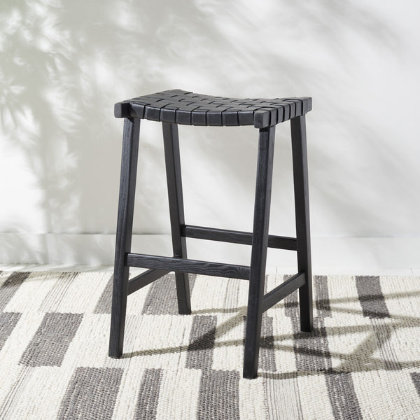 Safavieh Abreu Rectangle Barstool Black Wood BST1012G