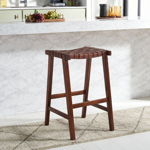 Safavieh Abreu Rectangle Barstool Cognac / Walnut  Wood BST1012H