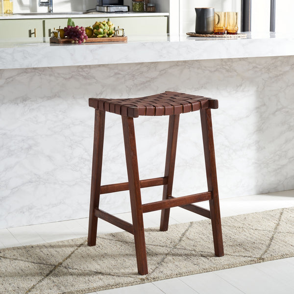 Safavieh Abreu Rectangle Barstool Cognac / Walnut  Wood BST1012H