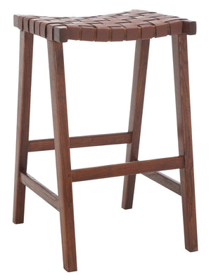 Safavieh Abreu Rectangle Barstool Cognac / Walnut  Wood BST1012H